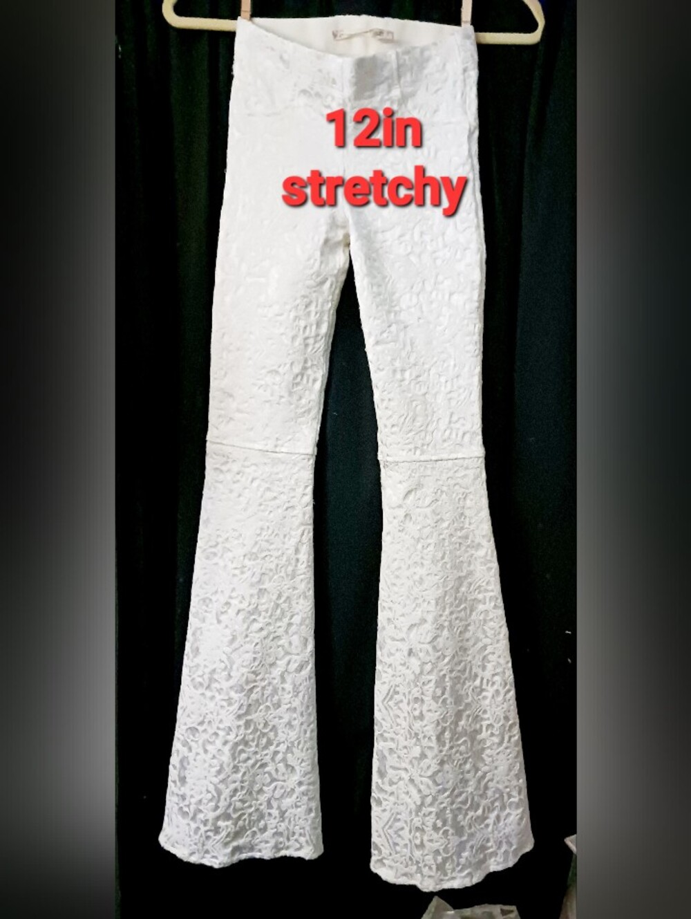 White Lace Flared Stretch Pants